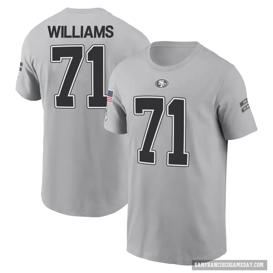 Youth ＃71 Trent Williams San Francisco 49ers Gray 2024 Salute to Service T-Shirt