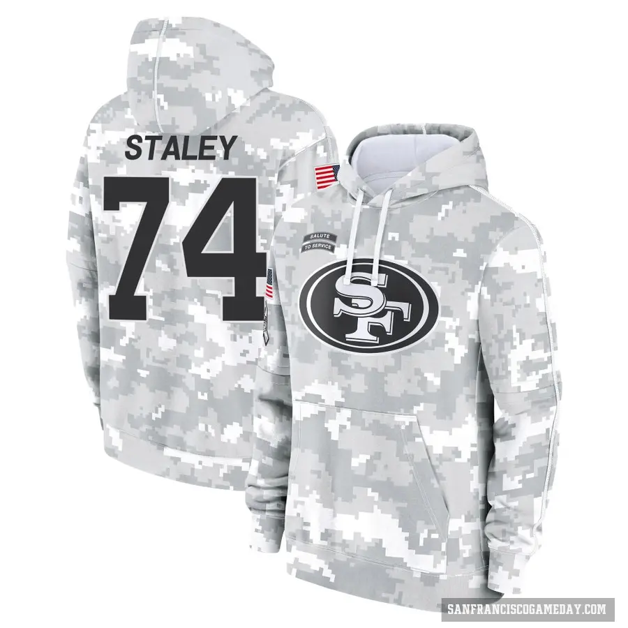 Youth ＃74 Joe Staley San Francisco 49ers Arctic Camo 2024 Salute to Service Club Fleece Pullover Hoodie