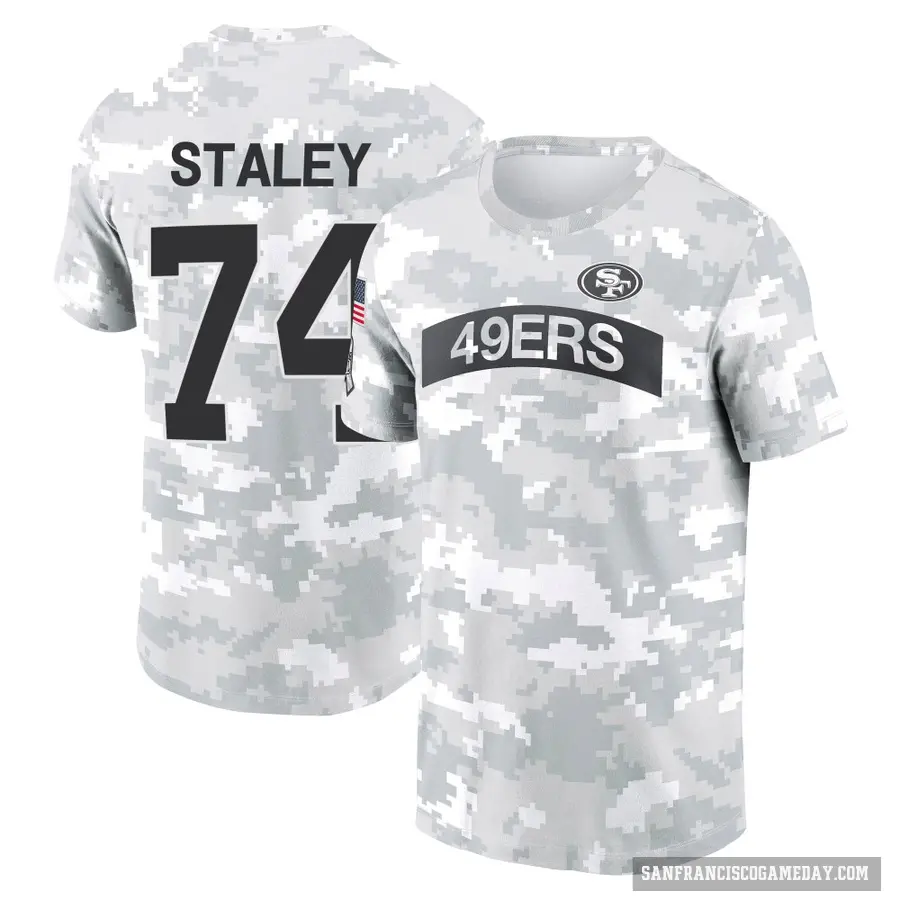Youth ＃74 Joe Staley San Francisco 49ers Camo Arctic 2024 Salute to Service Performance T-Shirt