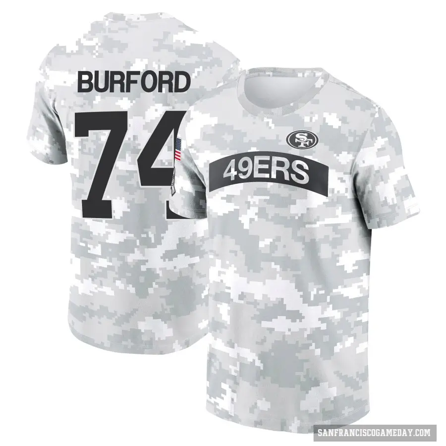 Youth ＃74 Spencer Burford San Francisco 49ers Camo Arctic 2024 Salute to Service Performance T-Shirt