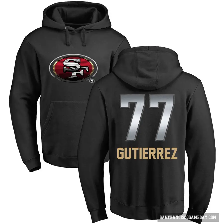 Youth ＃77 Alfredo Gutierrez San Francisco 49ers Black Midnight Mascot Pullover Hoodie
