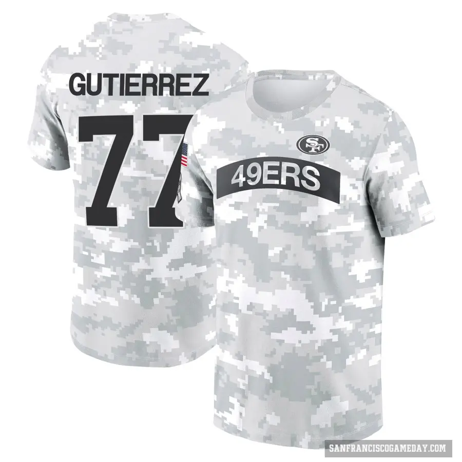 Youth ＃77 Alfredo Gutierrez San Francisco 49ers Camo Arctic 2024 Salute to Service Performance T-Shirt