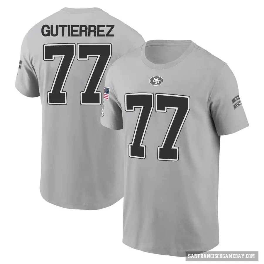 Youth ＃77 Alfredo Gutierrez San Francisco 49ers Gray 2024 Salute to Service T-Shirt