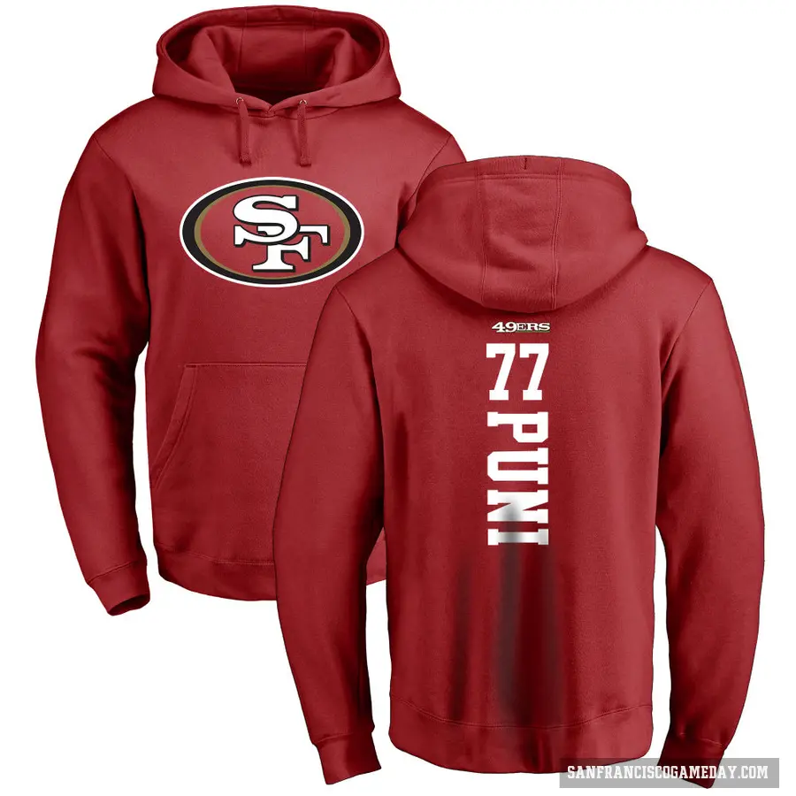 Youth ＃77 Dominick Puni San Francisco 49ers Red Pro Line Backer Pullover Hoodie
