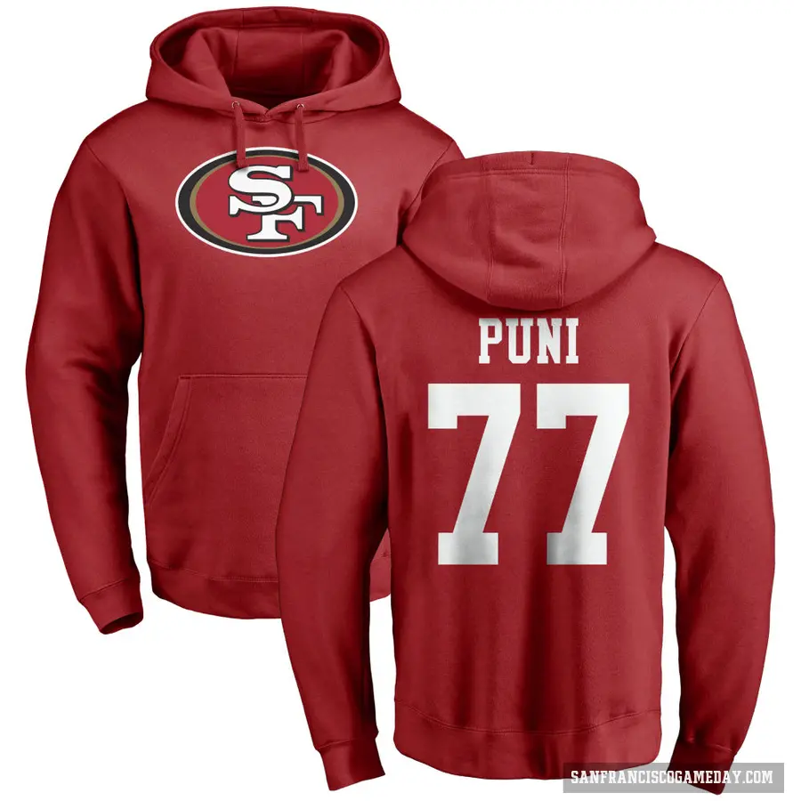 Youth ＃77 Dominick Puni San Francisco 49ers Red Pro Line Logo Pullover Hoodie