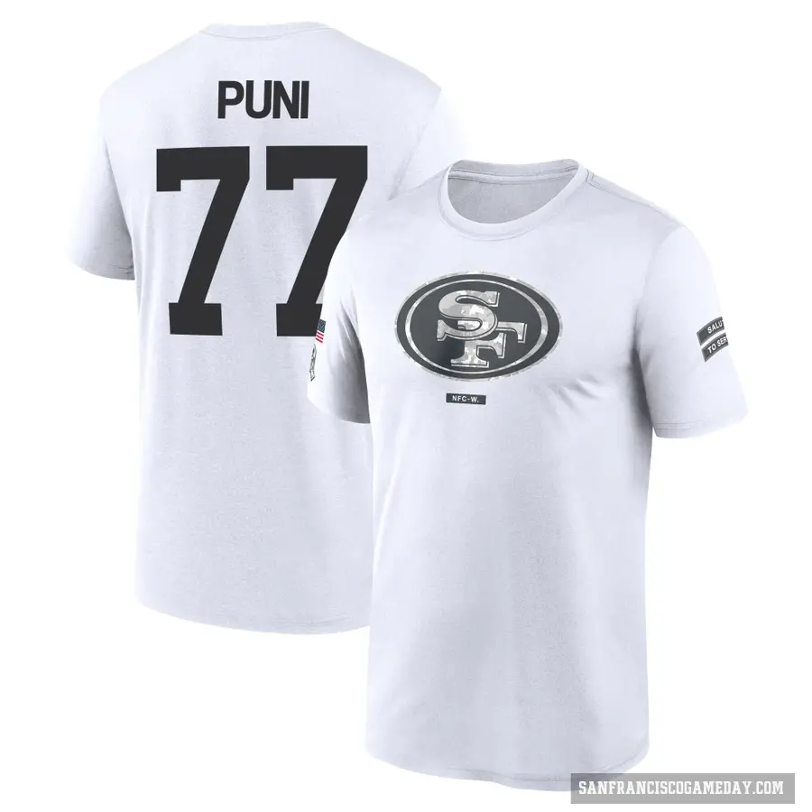 Youth ＃77 Dominick Puni San Francisco 49ers White 2024 Salute to Service Performance T-Shirt