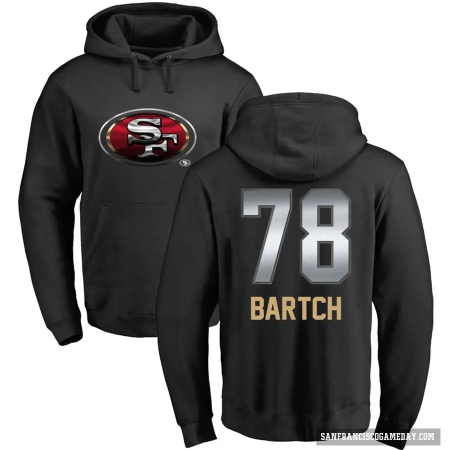 Youth ＃78 Ben Bartch San Francisco 49ers Black Midnight Mascot Pullover Hoodie