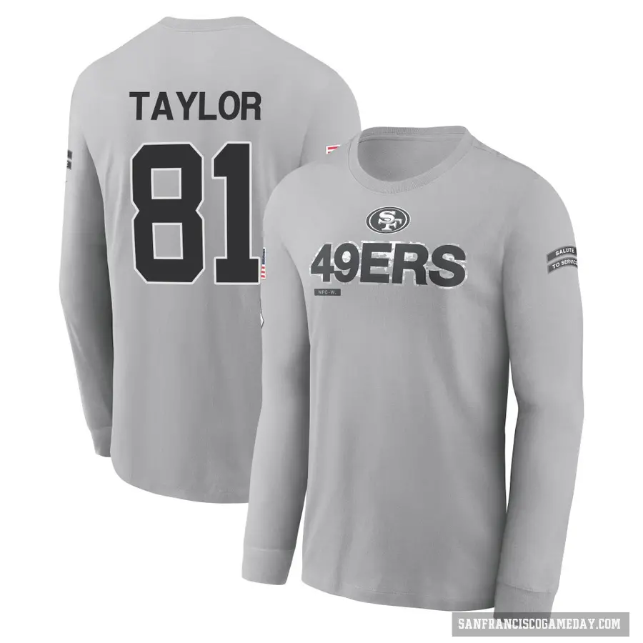 Youth ＃81 Trent Taylor San Francisco 49ers Gray 2024 Salute to Service Long Sleeve T-Shirt