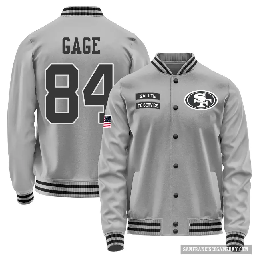 Youth ＃84 Russell Gage San Francisco 49ers Gray Salute to Service Performance Jacket
