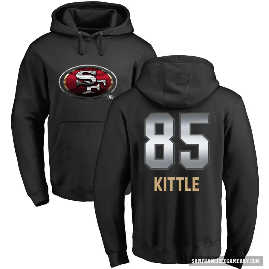 Youth ＃85 George Kittle San Francisco 49ers Black Midnight Mascot Pullover Hoodie