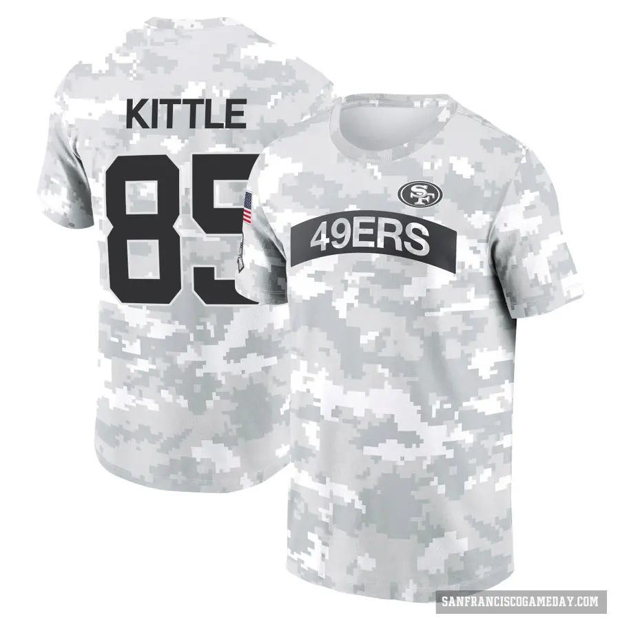 Youth ＃85 George Kittle San Francisco 49ers Camo Arctic 2024 Salute to Service Performance T-Shirt