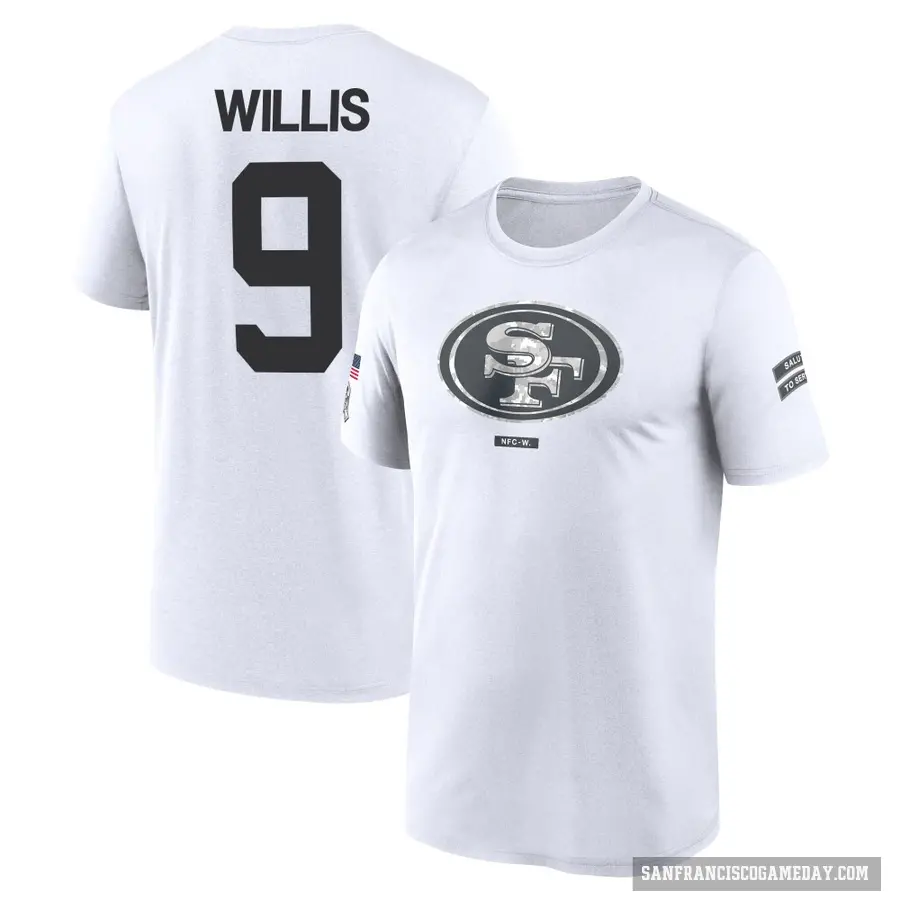 Youth ＃9 Brayden Willis San Francisco 49ers White 2024 Salute to Service Performance T-Shirt