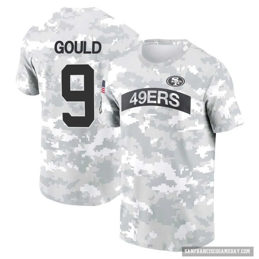 Youth ＃9 Robbie Gould San Francisco 49ers Camo Arctic 2024 Salute to Service Performance T-Shirt