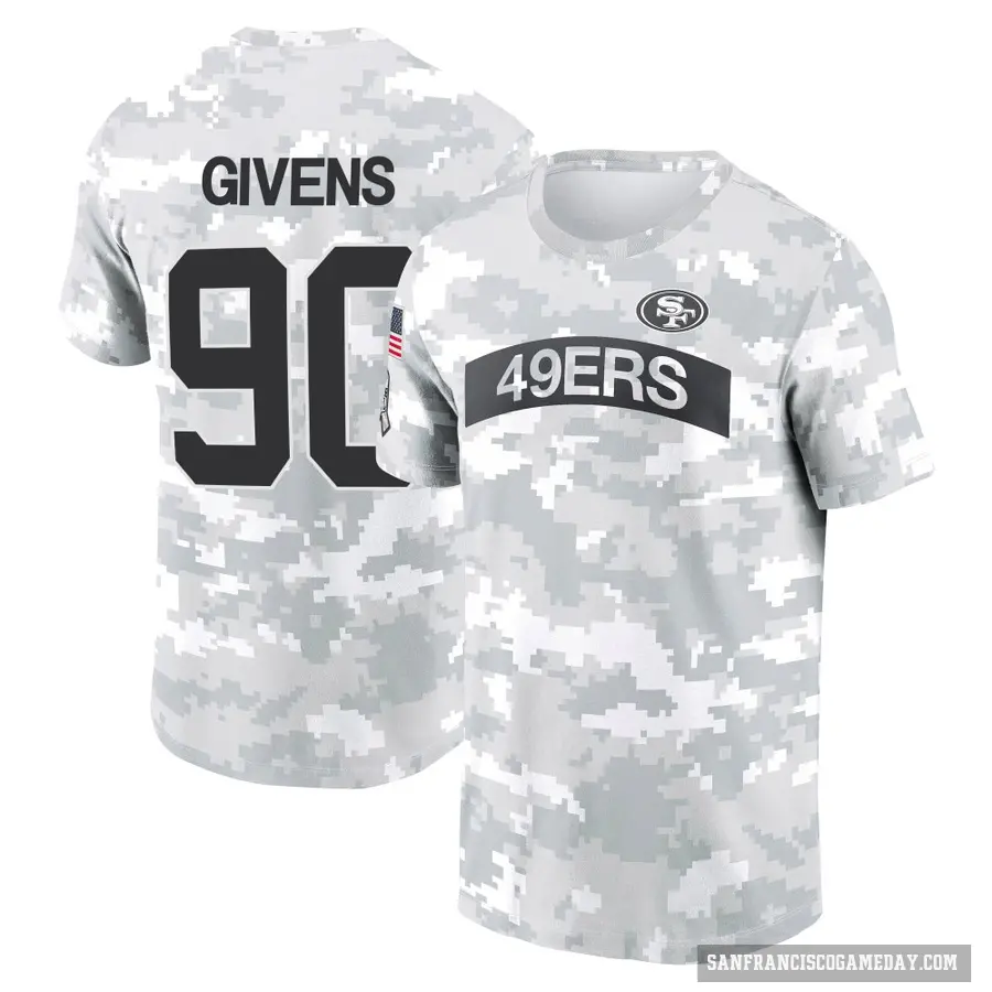 Youth ＃90 Kevin Givens San Francisco 49ers Camo Arctic 2024 Salute to Service Performance T-Shirt