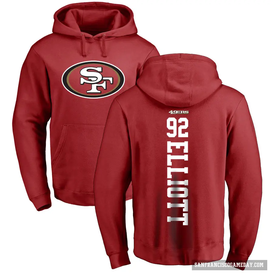 Youth ＃92 Jordan Elliott San Francisco 49ers Red Pro Line Backer Pullover Hoodie