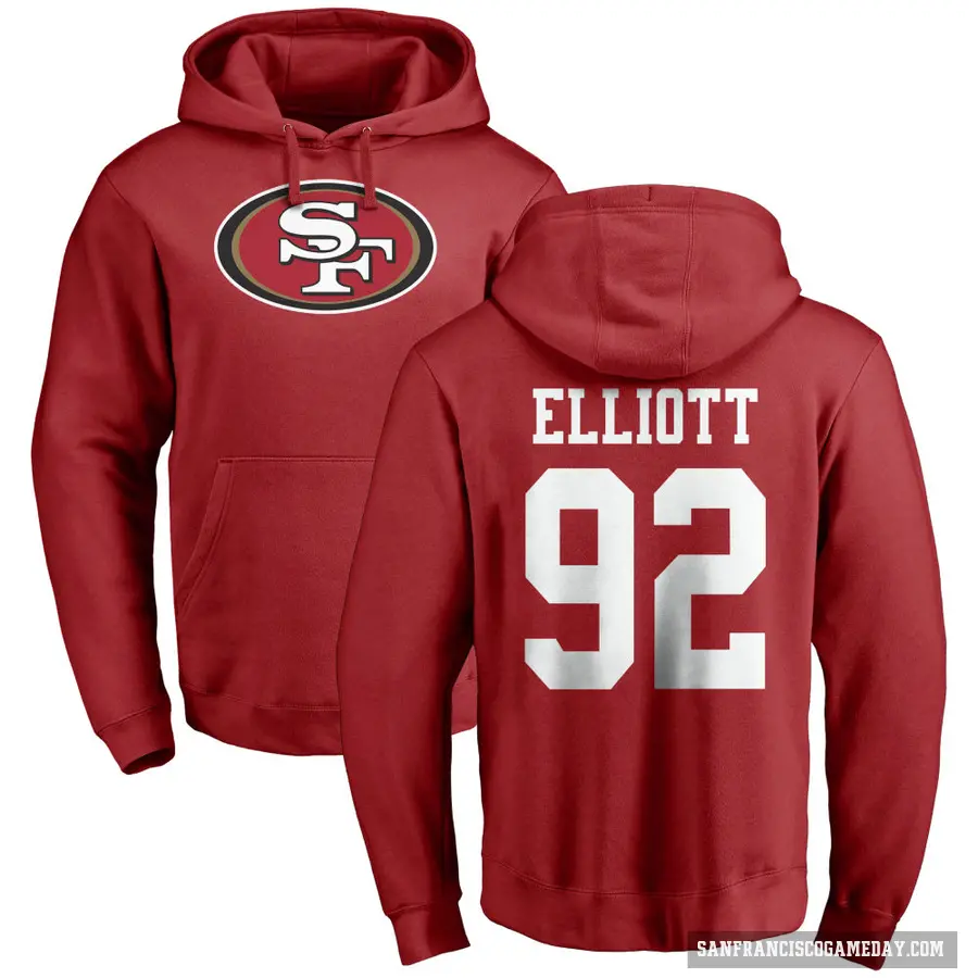 Youth ＃92 Jordan Elliott San Francisco 49ers Red Pro Line Logo Pullover Hoodie