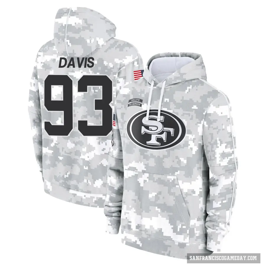 Youth ＃93 Kalia Davis San Francisco 49ers Arctic Camo 2024 Salute to Service Club Fleece Pullover Hoodie