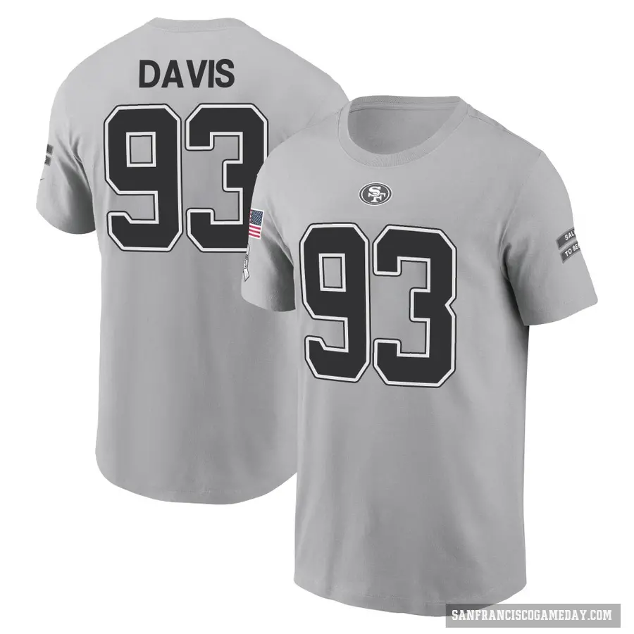 Youth ＃93 Kalia Davis San Francisco 49ers Gray 2024 Salute to Service T-Shirt