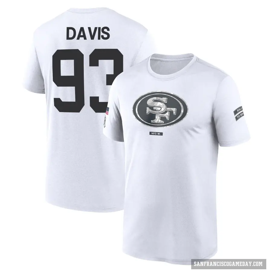 Youth ＃93 Kalia Davis San Francisco 49ers White 2024 Salute to Service Performance T-Shirt
