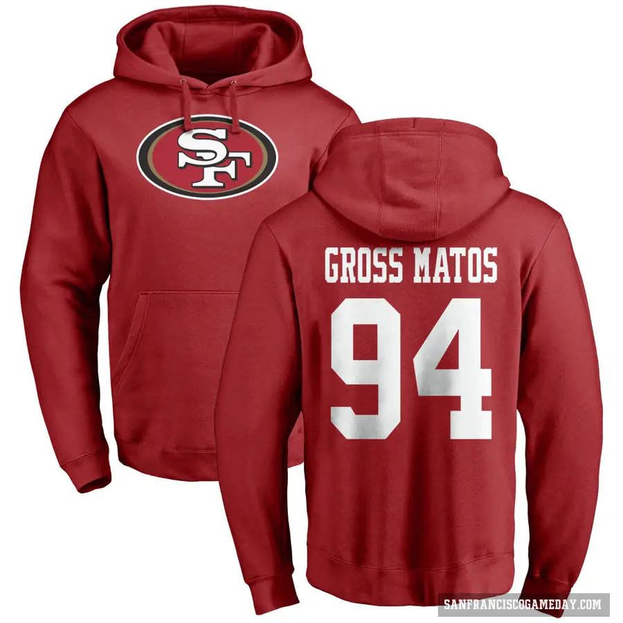 Youth ＃94 Yetur Gross-Matos San Francisco 49ers Red Pro Line Logo Pullover Hoodie