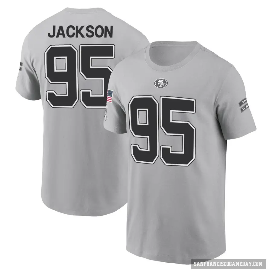 Youth ＃95 Drake Jackson San Francisco 49ers Gray 2024 Salute to Service T-Shirt