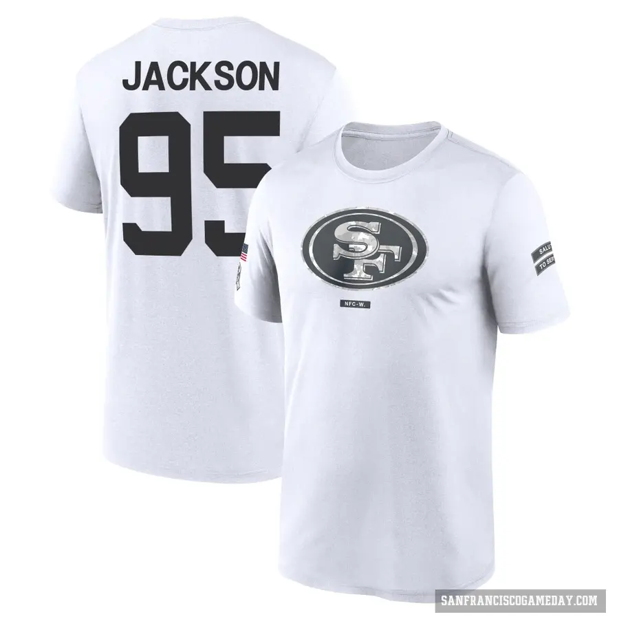Youth ＃95 Drake Jackson San Francisco 49ers White 2024 Salute to Service Performance T-Shirt
