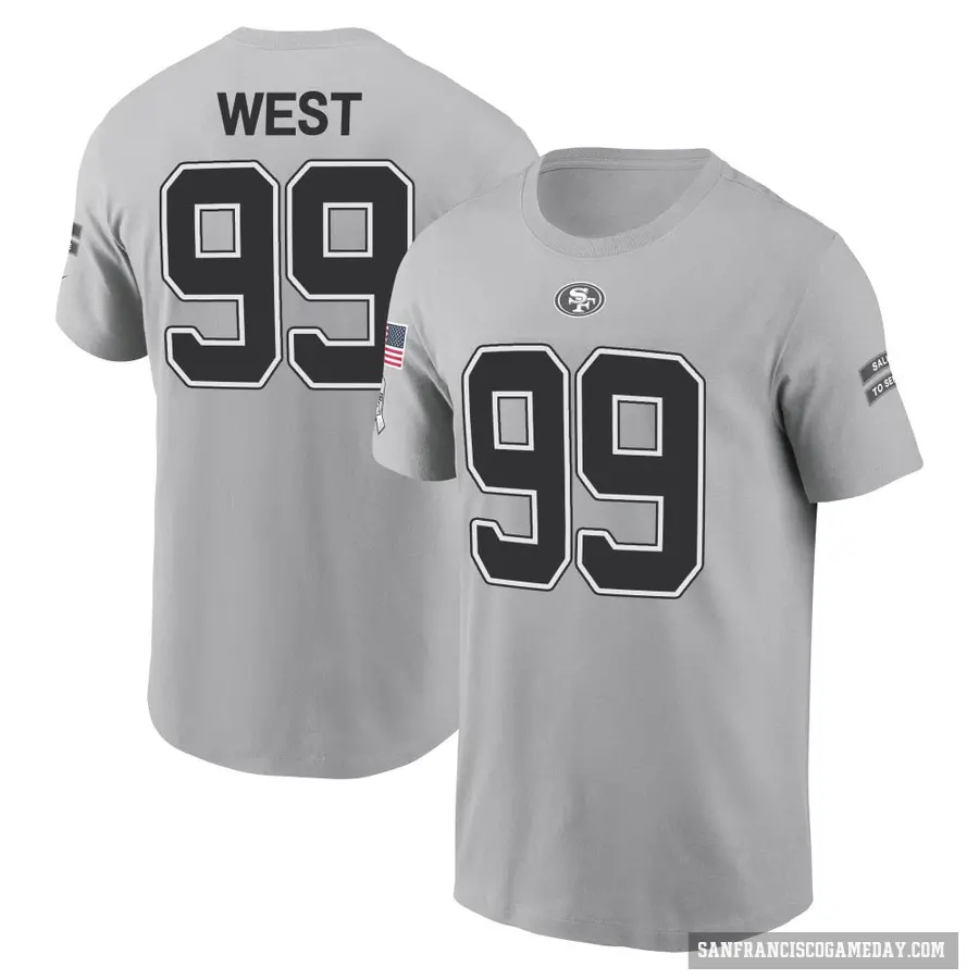 Youth ＃99 CJ West San Francisco 49ers Gray 2024 Salute to Service T-Shirt