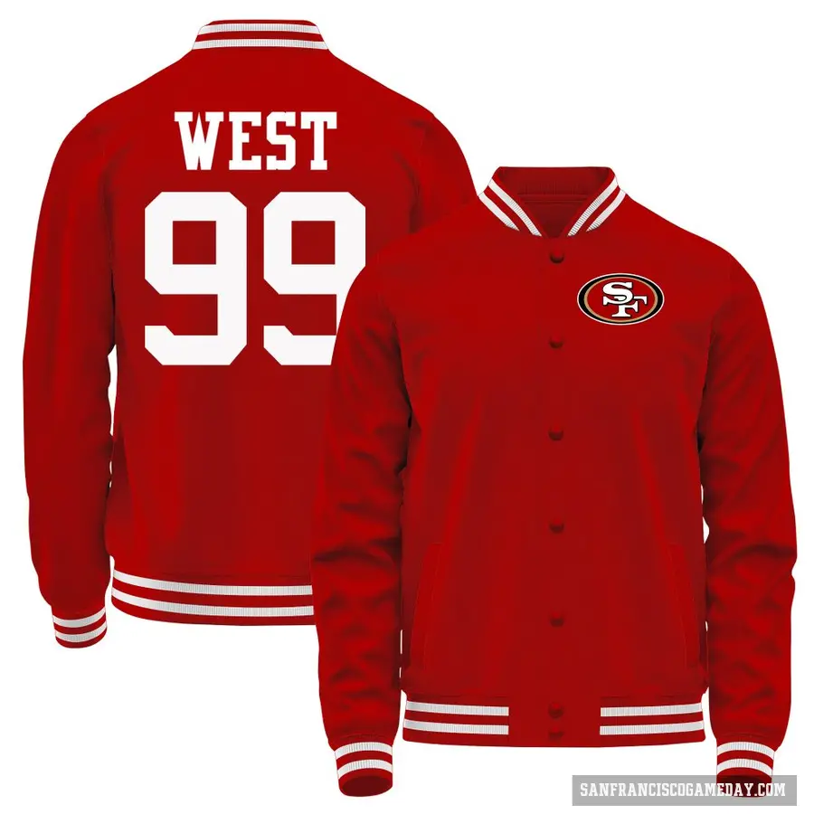 Youth ＃99 CJ West San Francisco 49ers Red Full-Snap Name & Number Jacket